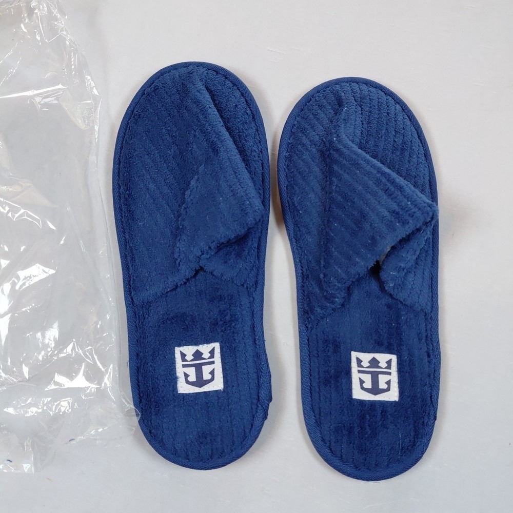 NEW Royal Caribbean Blue Adult Slippers and 2 Spa Head Bands Headbands Suite